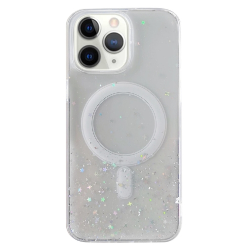 

For iPhone 11 Pro Max MagSafe Glitter Hybrid Clear TPU Phone Case(White)
