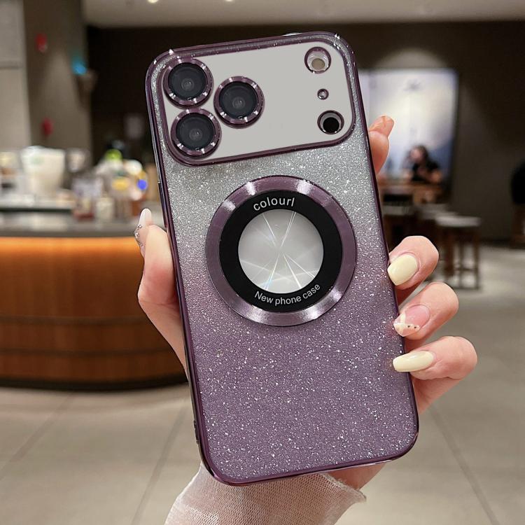 For iPhone 17 Pro Max Gradient Glitter Electroplating MagSafe TPU Phone Case(Purple)
For iPhone 17 Pro Max Gradient Glitter Electroplating MagSafe TPU Phone Case(Purple)