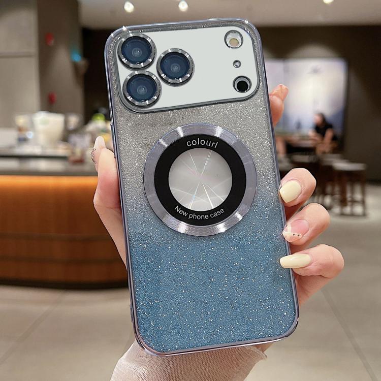For iPhone 17 Pro Max Gradient Glitter Electroplating MagSafe TPU Phone Case(Blue)
For iPhone 17 Pro Max Gradient Glitter Electroplating MagSafe TPU Phone Case(Blue)