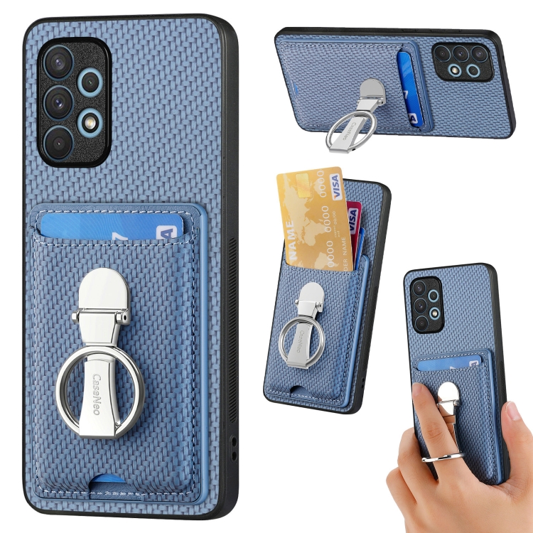 For Samsung Galaxy A32 4G Carbon Fiber Card Wallet Folding Ring Holder Phone Case(Blue)
For Samsung Galaxy A32 4G Carbon Fiber Card Wallet Folding Ring Holder Phone Case(Blue)