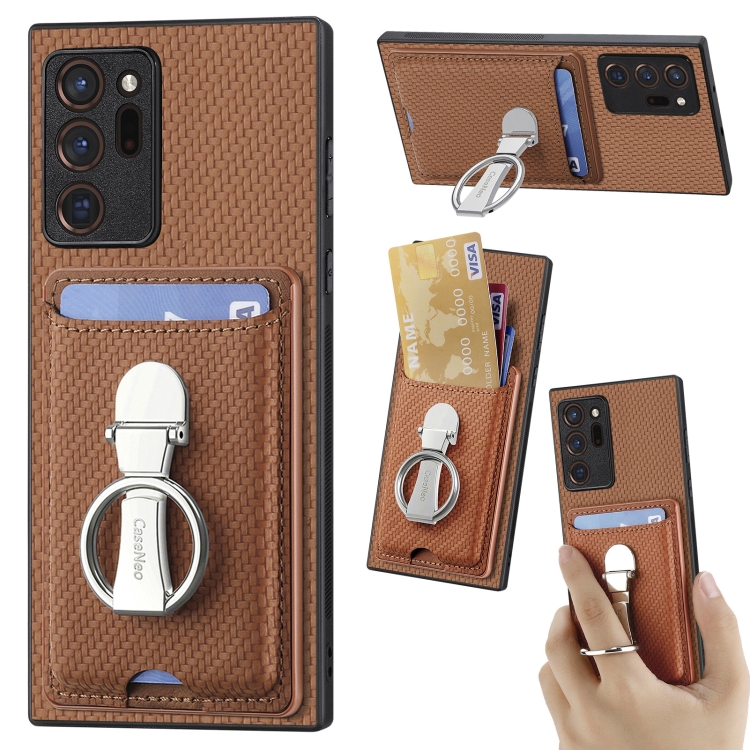 For Samsung Galaxy Note 20 Ultra Carbon Fiber Card Wallet Folding Ring Holder Phone Case(Brown)
For Samsung Galaxy Note 20 Ultra Carbon Fiber Card Wallet Folding Ring Holder Phone Case(Brown)
