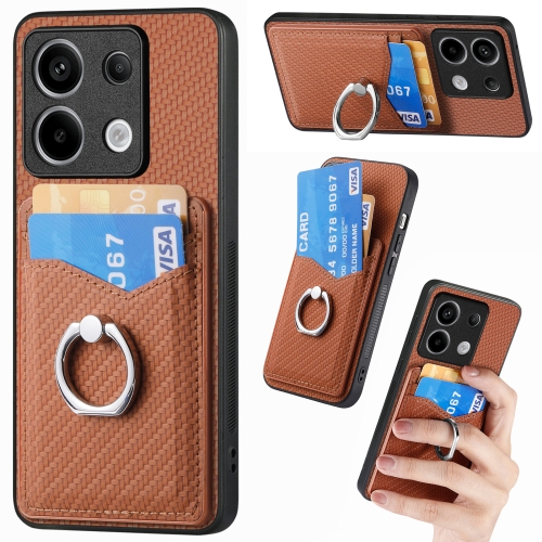 For Xiaomi Redmi Note 13 Pro Carbon Fiber Card Wallet Ring Holder Phone Case(Brown)
For Xiaomi Redmi Note 13 Pro Carbon Fiber Card Wallet Ring Holder Phone Case(Brown)