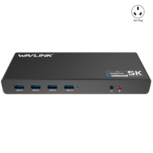 

Wavlink UG69DK1 5K Type-C Dual Display USB 3.0 Video Gigabit Ethernet HDMI Docking Station, Plug:AU Plug