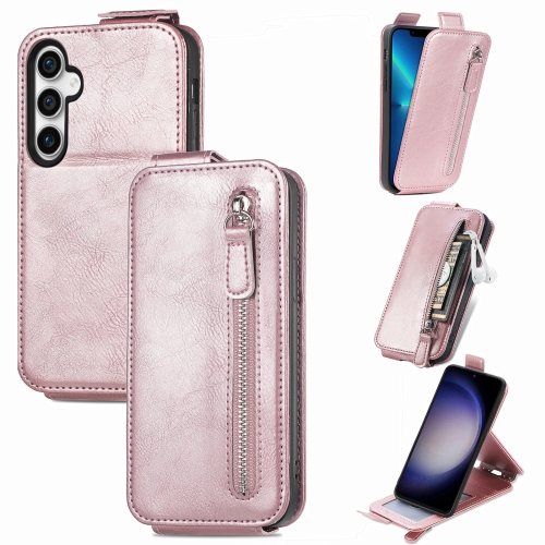 

For Samsung Galaxy S23 FE 5G Zipper Wallet Vertical Flip Leather Phone Case(Pink)