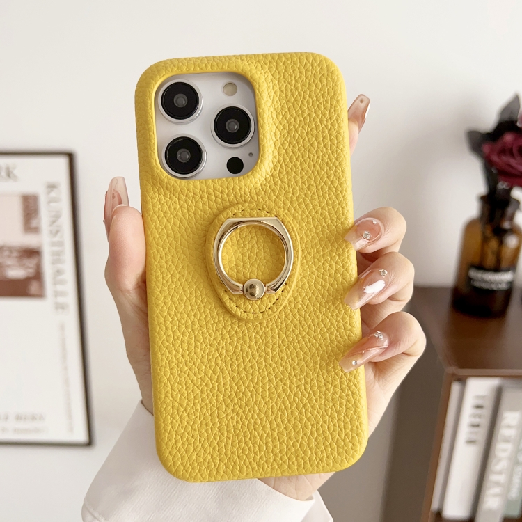 For iPhone 15 Pro Max Litchi Texture Ring Holder Shockproof Phone Case(Yellow)
For iPhone 15 Pro Max Litchi Texture Ring Holder Shockproof Phone Case(Yellow)