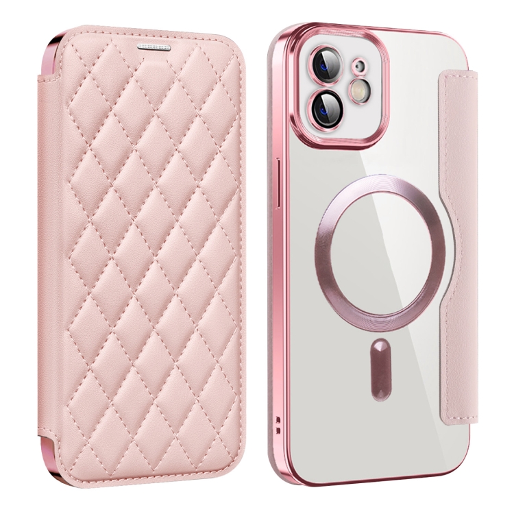 For iPhone 12 Pro Shield Magsafe RFID Anti-theft Rhombus Leather Phone Case(Pink)
For iPhone 12 Pro Shield Magsafe RFID Anti-theft Rhombus Leather Phone Case(Pink)
