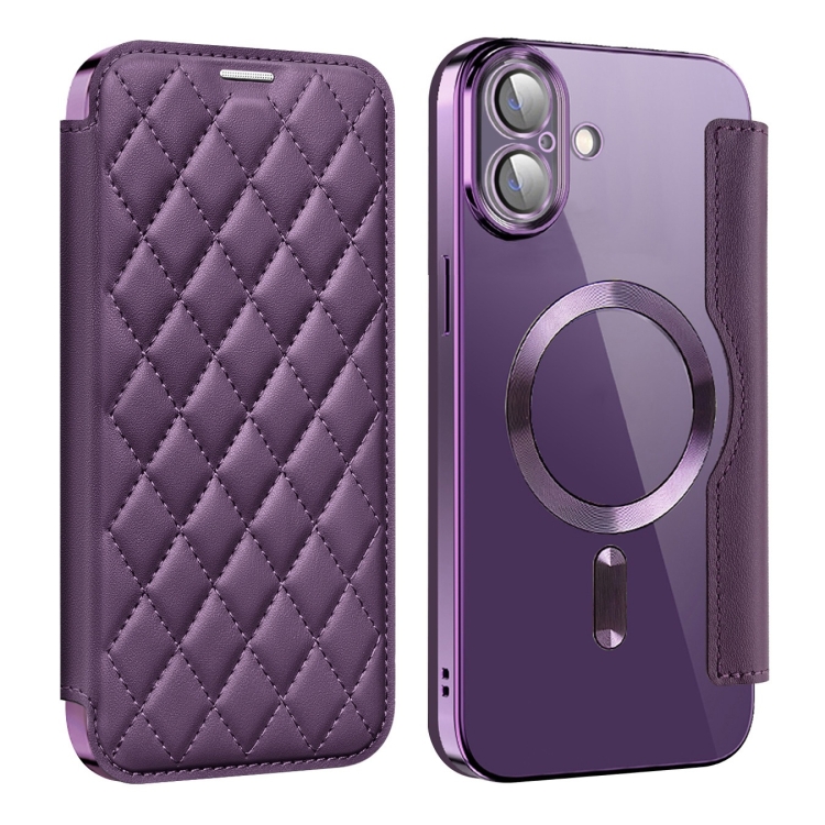 For iPhone 16 Plus Shield Magsafe RFID Anti-theft Rhombus Leather Phone Case(Purple)
For iPhone 16 Plus Shield Magsafe RFID Anti-theft Rhombus Leather Phone Case(Purple)