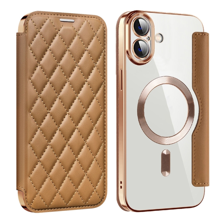 For iPhone 16 Plus Shield Magsafe RFID Anti-theft Rhombus Leather Phone Case(Brown)
For iPhone 16 Plus Shield Magsafe RFID Anti-theft Rhombus Leather Phone Case(Brown)