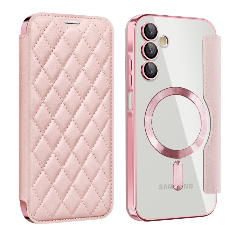 For Samsung Galaxy A15 Shield MagSafe RFID Anti-theft Rhombus Leather Phone Case(Pink)
For Samsung Galaxy A15 Shield MagSafe RFID Anti-theft Rhombus Leather Phone Case(Pink)