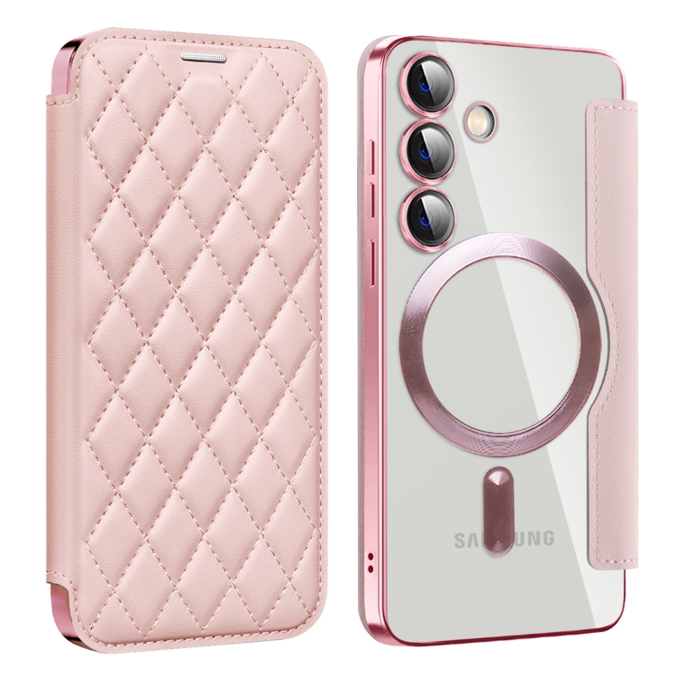 For Samsung Galaxy S25 5G Shield MagSafe RFID Anti-theft Rhombus Leather Phone Case(Pink)
For Samsung Galaxy S25 5G Shield MagSafe RFID Anti-theft Rhombus Leather Phone Case(Pink)
