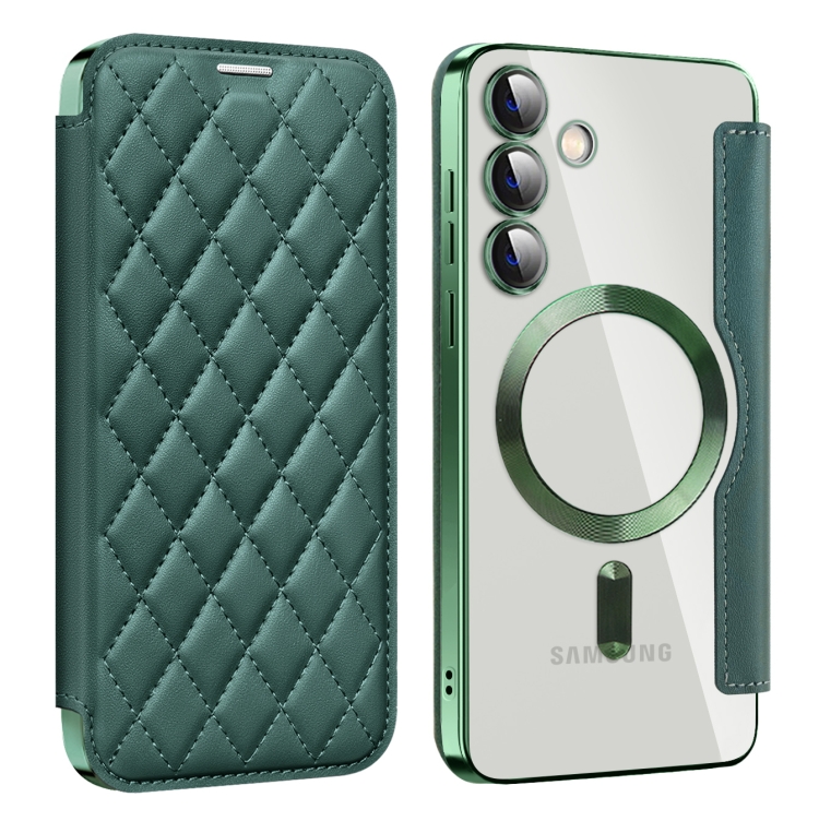 For Samsung Galaxy S25+ 5G Shield MagSafe RFID Anti-theft Rhombus Leather Phone Case(Green)
For Samsung Galaxy S25+ 5G Shield MagSafe RFID Anti-theft Rhombus Leather Phone Case(Green)