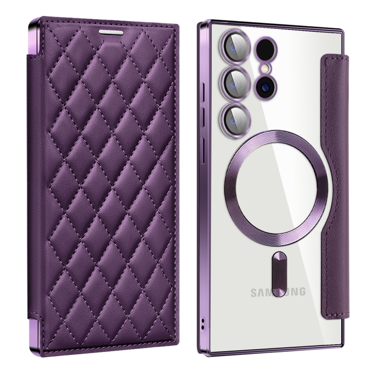 For Samsung Galaxy S25 Ultra 5G Shield MagSafe RFID Anti-theft Rhombus Leather Phone Case(Purple)
For Samsung Galaxy S25 Ultra 5G Shield MagSafe RFID Anti-theft Rhombus Leather Phone Case(Purple)