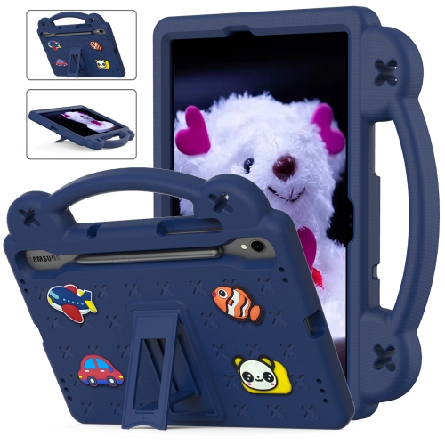 

For Samsung Galaxy Tab S9 X710/X716B Handle Kickstand Children EVA Shockproof Tablet Case(Navy Blue)