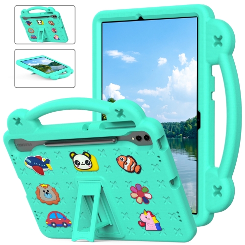 

For Samsung Galaxy Tab S9 FE+ 12.4 X610N Handle Kickstand Children EVA Shockproof Tablet Case(Mint Green)