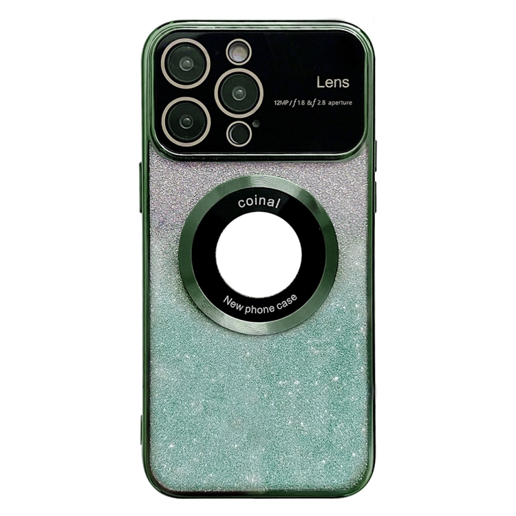 For iPhone 15 Pro Max Large Window MagSafe Gradient Glitter Electroplating TPU Phone Case(Green) 
For iPhone 15 Pro Max Large Window MagSafe Gradient Glitter Electroplating TPU Phone Case(Green)