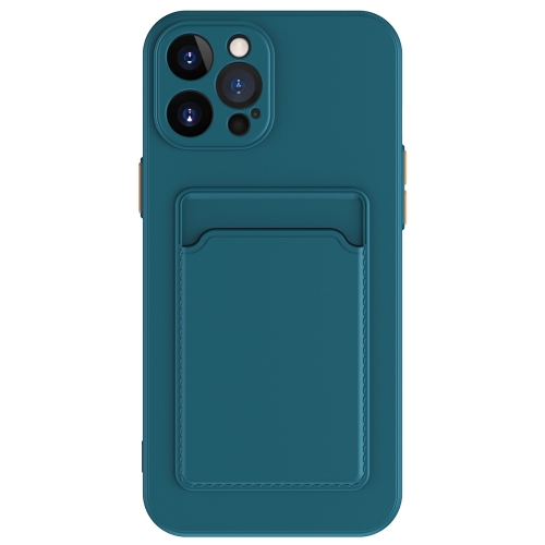 

For iPhone 15 Pro Skin Feel Card Contrast Color Button TPU Phone Case(Dark Green)