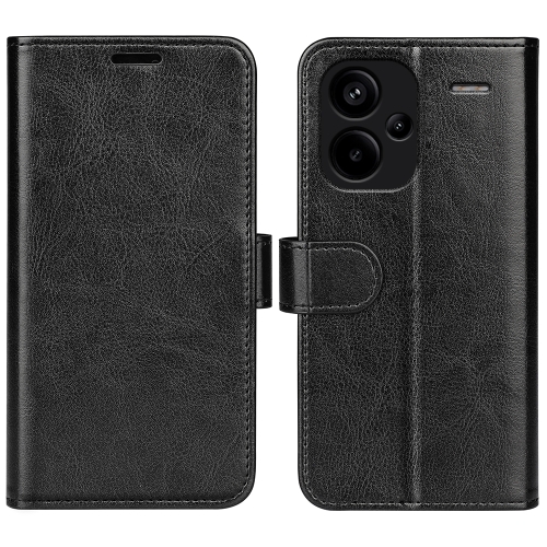 

For Xiaomi Redmi Note 13 Pro+ R64 Texture Horizontal Flip Leather Phone Case(Black)