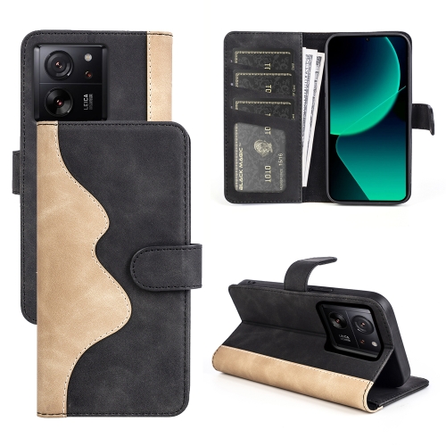 

For Xiaomi 13T Stitching Horizontal Flip Leather Phone Case(Black)