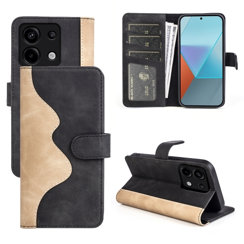 

For Xiaomi Redmi Note 13 Pro 5G Stitching Horizontal Flip Leather Phone Case(Black)