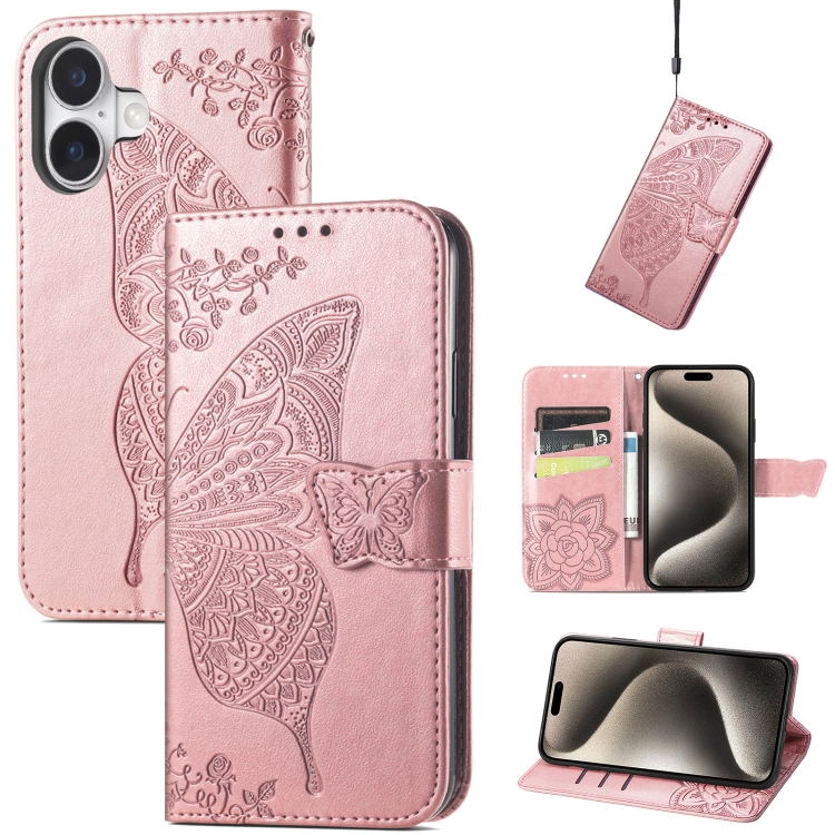 For iPhone 16 Plus Butterfly Love Flower Embossed Leather Phone Case(Rose Gold)
For iPhone 16 Plus Butterfly Love Flower Embossed Leather Phone Case(Rose Gold)