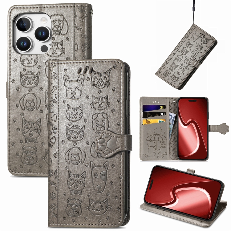 For iPhone 16 Pro Cat and Dog Embossed Leather Phone Case(Gray)
For iPhone 16 Pro Cat and Dog Embossed Leather Phone Case(Gray)