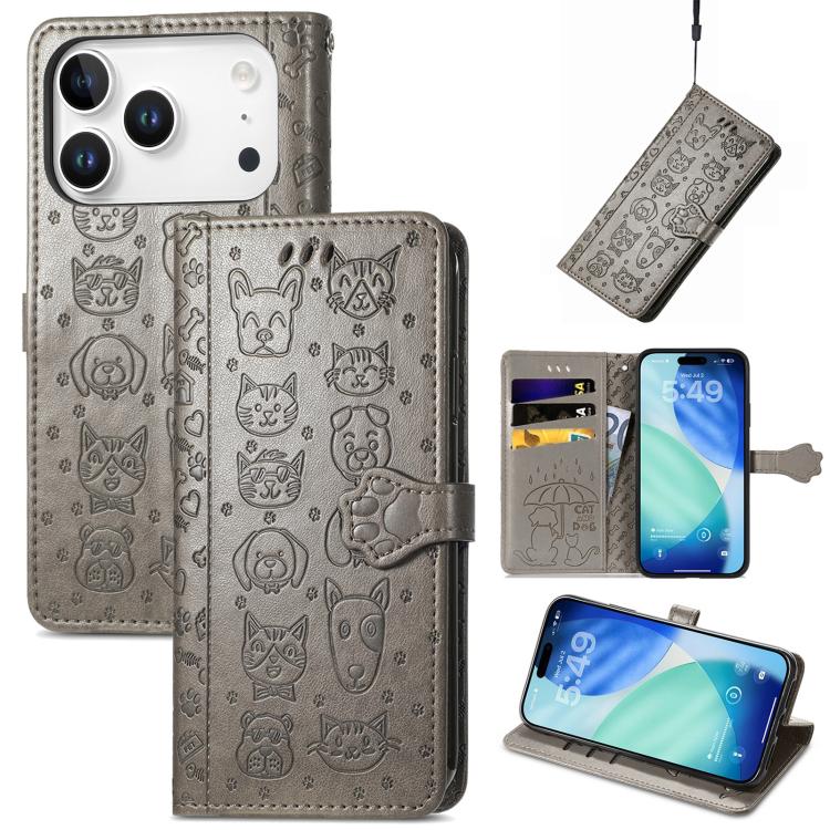 For iPhone 17 Pro Max Cat and Dog Embossed Leather Phone Case(Gray)
For iPhone 17 Pro Max Cat and Dog Embossed Leather Phone Case(Gray)