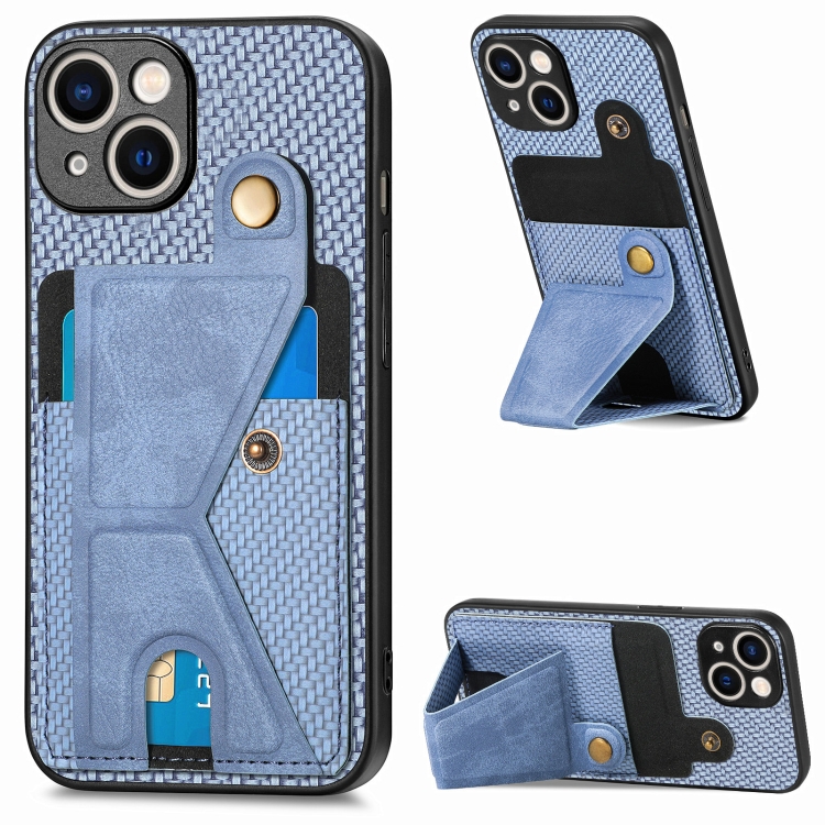 For iPhone 15 Plus Carbon Fiber Wallet Flip Card K-shaped Holder Phone Case(Blue)
For iPhone 15 Plus Carbon Fiber Wallet Flip Card K-shaped Holder Phone Case(Blue)