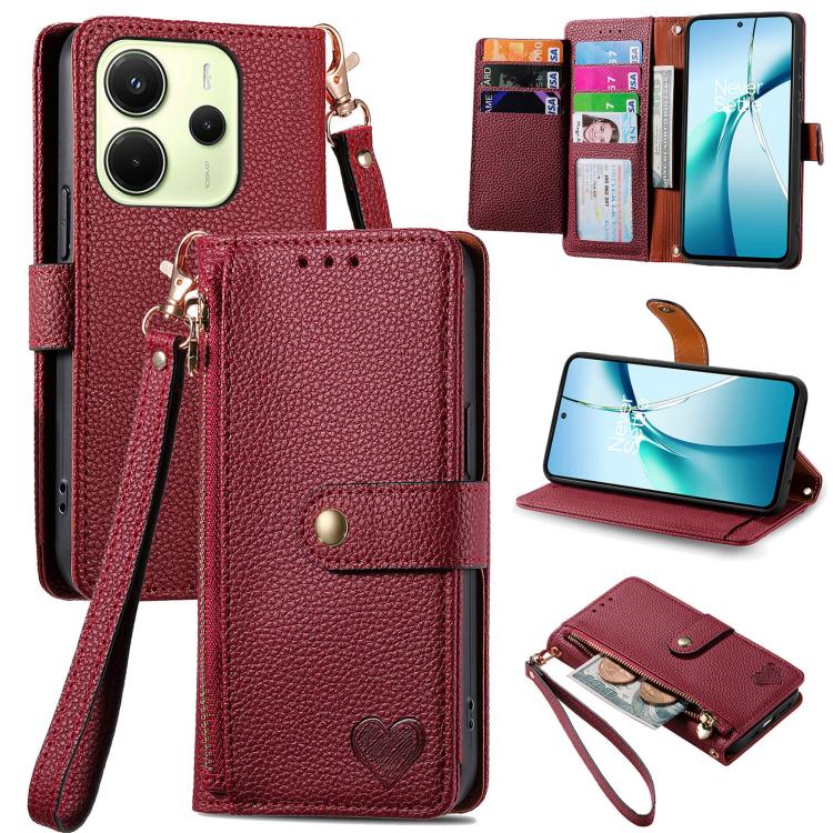 For Redmi Note 14 4G 163.25mm Love Zipper Lanyard Leather Phone Case(Red)
For Redmi Note 14 4G 163.25mm Love Zipper Lanyard Leather Phone Case(Red)