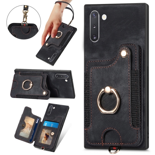

For Samsung Galaxy Note10+ Retro Skin-feel Ring multi-card Wallet Phone Case(Black)