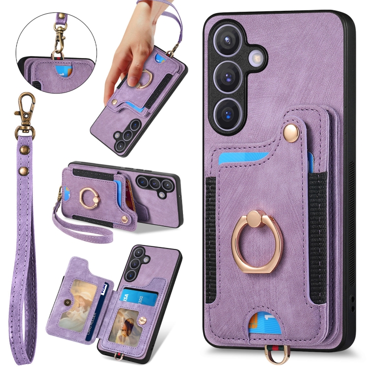 For Samsung Galaxy S24+ 5G Retro Skin-feel Ring Multi-card Wallet Phone Case(Purple)
For Samsung Galaxy S24+ 5G Retro Skin-feel Ring Multi-card Wallet Phone Case(Purple)