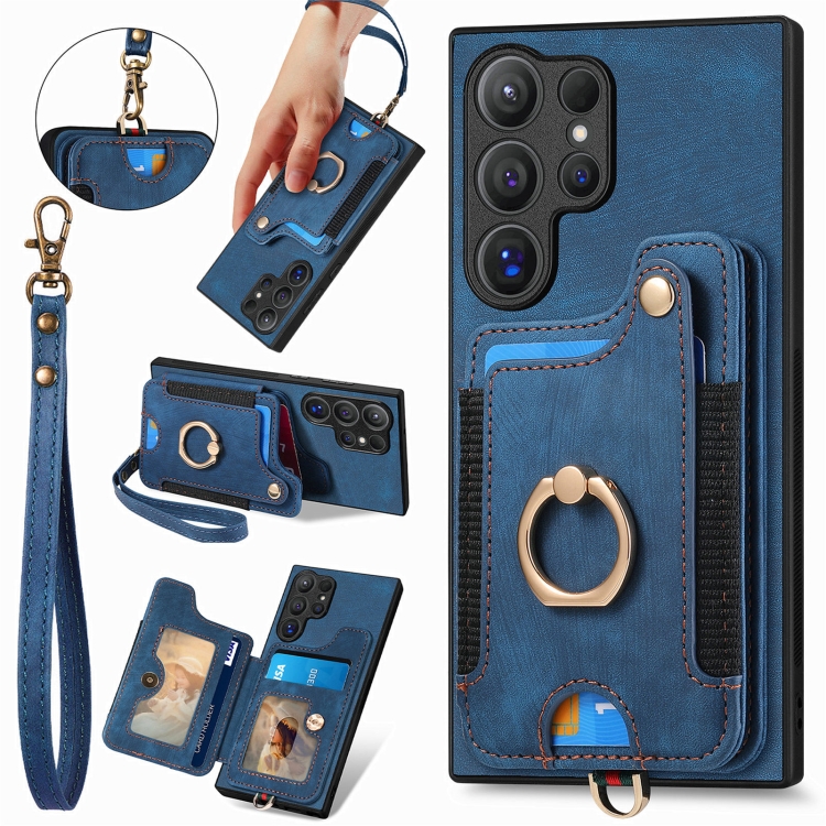 For Samsung Galaxy S25 Ultra 5G Retro Skin-feel Ring Multi-card Wallet Phone Case(Blue)
For Samsung Galaxy S25 Ultra 5G Retro Skin-feel Ring Multi-card Wallet Phone Case(Blue)