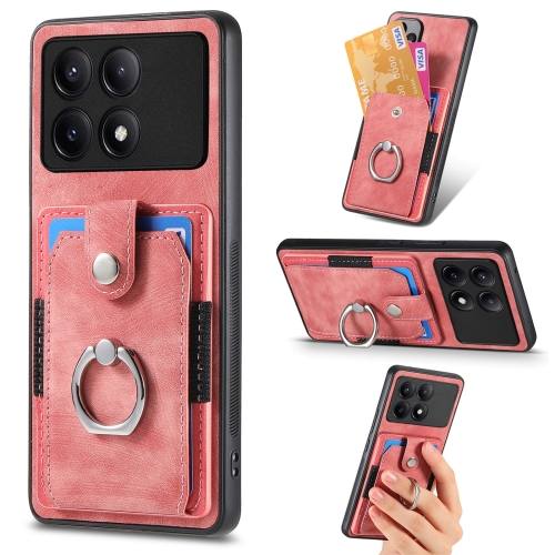 

For Xiaomi Redmi K70E Retro Skin-feel Ring Card Wallet Phone Case(Pink)