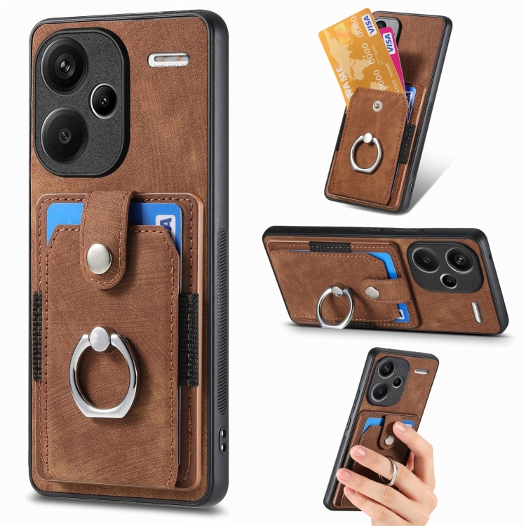 For Xiaomi Redmi Note 13 Pro+ Retro Skin-feel Ring Card Wallet Phone Case(Brown)
For Xiaomi Redmi Note 13 Pro+ Retro Skin-feel Ring Card Wallet Phone Case(Brown)
