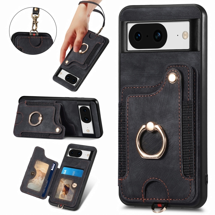 For Google Pixel 8 Retro Skin-feel Ring Multi-card RFID Wallet Phone Case with Lanyard(Black)
For Google Pixel 8 Retro Skin-feel Ring Multi-card RFID Wallet Phone Case with Lanyard(Black)