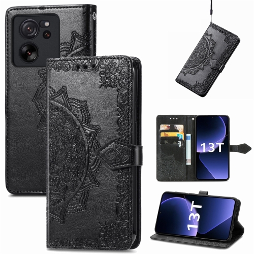 

For Xiaomi Redmi K60 Ultra Mandala Flower Embossed Leather Phone Case(Black)
