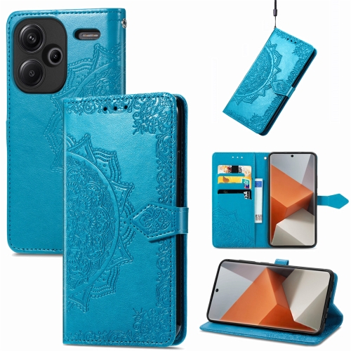 

For Xiaomi Redmi Note 13 Pro+ Mandala Flower Embossed Leather Phone Case(Blue)