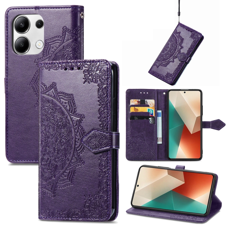 For Xiaomi Redmi Note 13 4G Mandala Flower Embossed Leather Phone Case(Purple)
For Xiaomi Redmi Note 13 4G Mandala Flower Embossed Leather Phone Case(Purple)