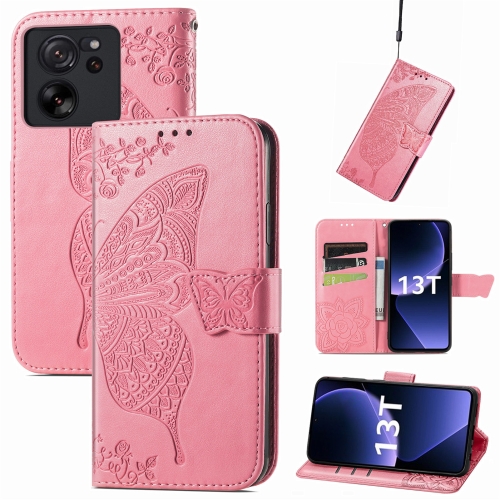 

For Xiaomi Redmi K60 Ultra Butterfly Love Flower Embossed Leather Phone Case(Pink)