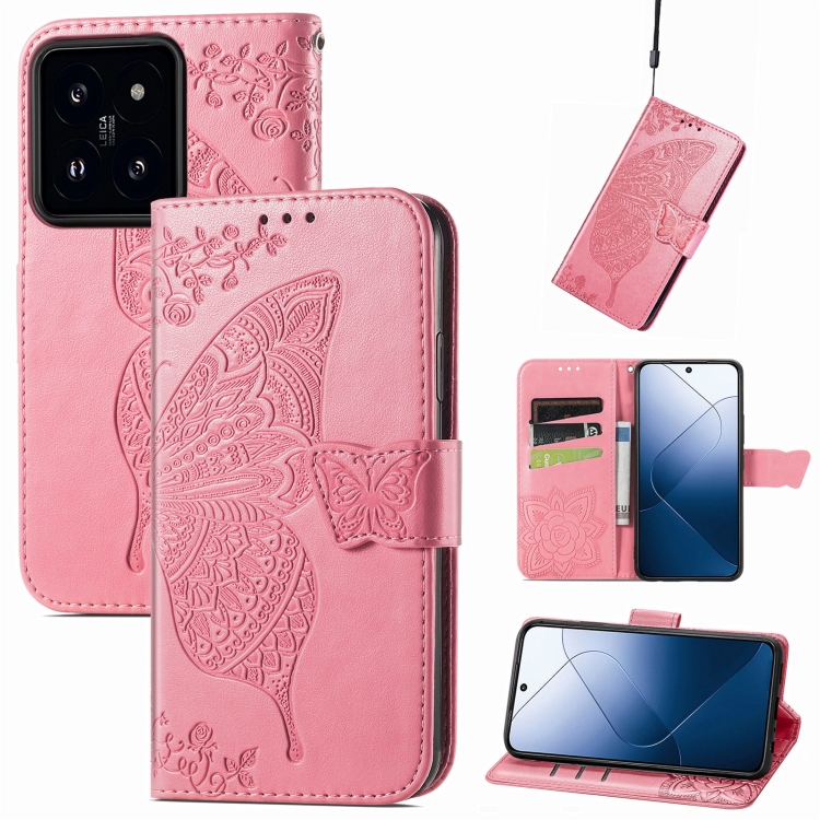 For Xiaomi 14 Pro Butterfly Love Flower Embossed Leather Phone Case(Pink)
For Xiaomi 14 Pro Butterfly Love Flower Embossed Leather Phone Case(Pink)