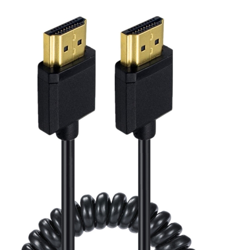

JUNSUNMAY 4K 60Hz HDMI Male to Male HDMI 2.0V Elbow Head Spring Cable, Length:2.5m(Straight)