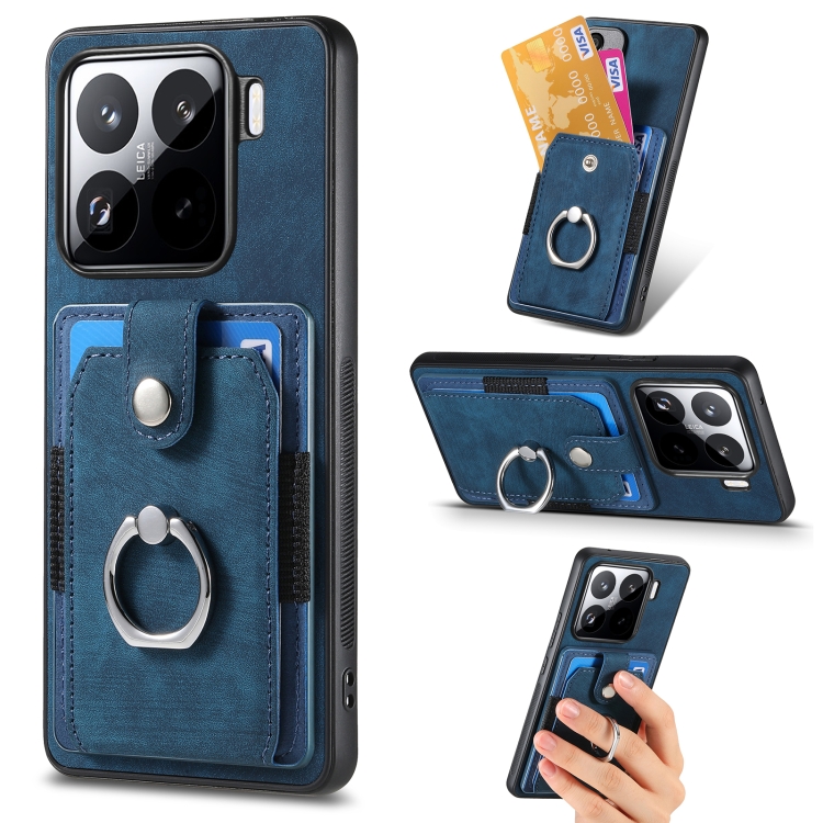 For Xiaomi 15 Pro Retro Skin-feel Ring Card Wallet Phone Case(Blue)
For Xiaomi 15 Pro Retro Skin-feel Ring Card Wallet Phone Case(Blue)