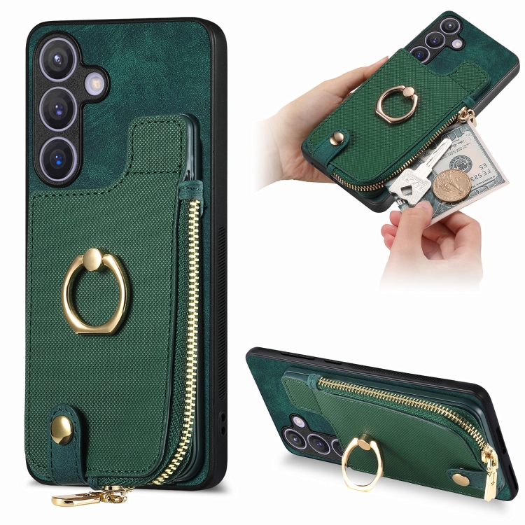 For Samsung Galaxy S24+ 5G Cross Leather Ring Vertical Zipper Wallet Back Phone Case(Green)
For Samsung Galaxy S24+ 5G Cross Leather Ring Vertical Zipper Wallet Back Phone Case(Green)