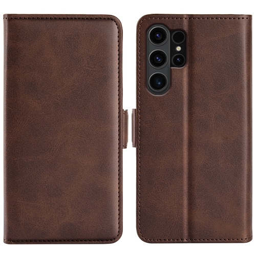 

For Samsung Galaxy S24 Ultra 5G Dual-side Magnetic Buckle Horizontal Flip Leather Phone Case(Brown)