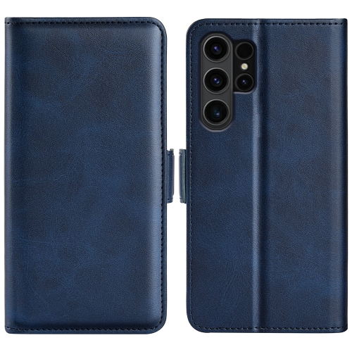 

For Samsung Galaxy S24 Ultra 5G Dual-side Magnetic Buckle Horizontal Flip Leather Phone Case(Dark Blue)