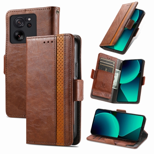 

For Xiaomi 13T / 13T Pro CaseNeo Splicing Dual Magnetic Buckle Leather Phone Case(Brown)