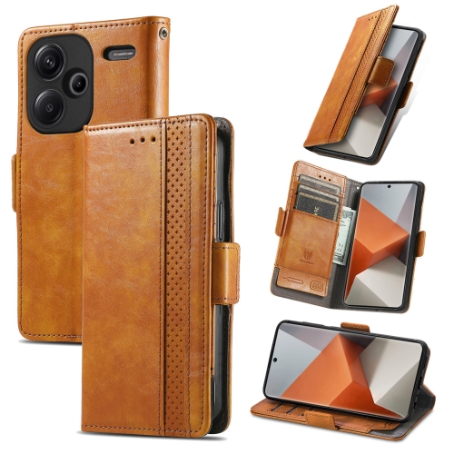 

For Xiaomi Redmi Note 13 Pro+ CaseNeo Splicing Dual Magnetic Buckle Leather Phone Case(Khaki)
