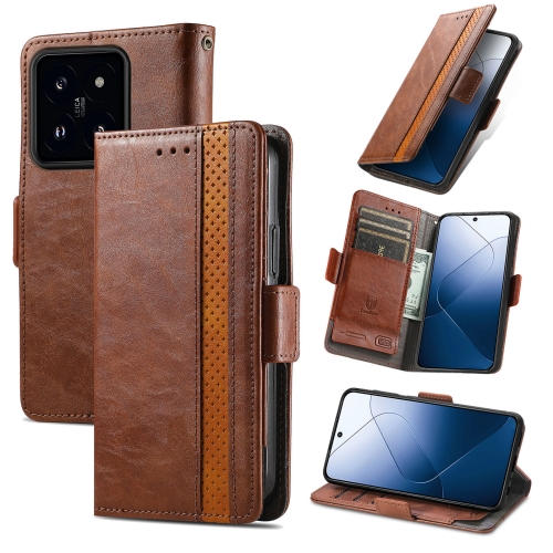 

For Xiaomi 14 Pro CaseNeo Splicing Dual Magnetic Buckle Leather Phone Case(Brown)