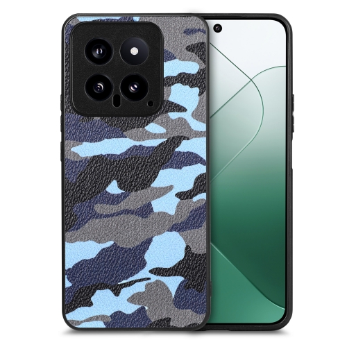 

For Xiaomi 14 Retro Camouflage Leather Back Phone Case(Blue)