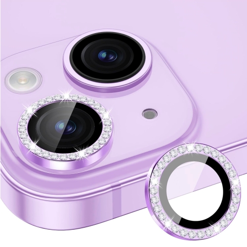 

For iPhone 15 / 15 Plus ENKAY AR Anti-reflection Individual Diamond Ring Camera Lens Glass Full Film(Light Purple)