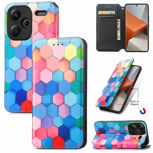 

For Xiaomi Redmi Note 13 Pro+ CaseNeo Colorful Magnetic Leather Phone Case(Colorful Cube)